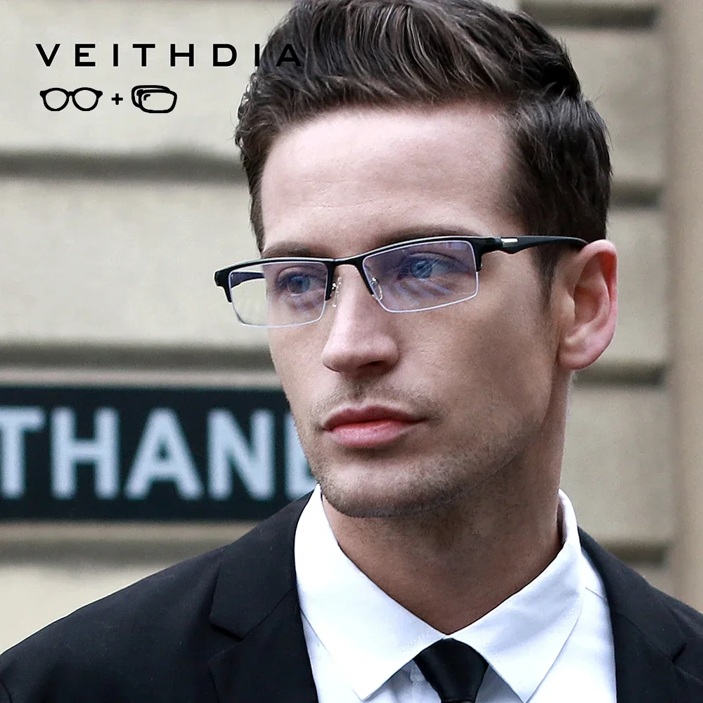 VEITHDIA New Arrival Unisex Custom Prescription Glasses Aluminum Progressive Myopia Glasses Optical Rectangle Eyeglasses VP08777