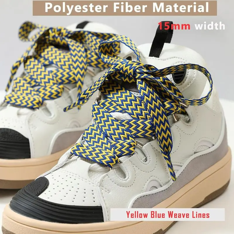 Sneaker-Schnürsenkel, 1,5 cm breit, dicke, flache Schnürsenkel für Basketball-, Tennis- und Sportschuhe, gewellte Schnürsenkel, Brotseil-Schnürsenkel. – Detail 14