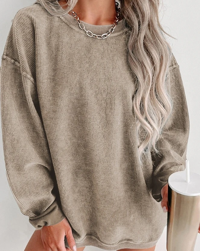 Woman Blouse 2023 Spring Round Neck Long Sleeve Casual Plain Loose Daily Basics Pullover Tee Top Woman Clothing