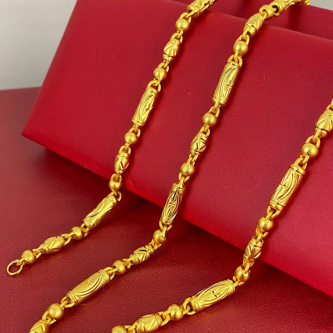 

High-end 9999 24K genuine gold 4mm necklace, men's car flower, powerful genuine gold men's jewelry