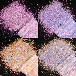 10g/Bag Holographic Hexagon Glitter Nail Tips Laser Sequin Powder Flakes Sparkly Nail Art Decoration Epoxy Resin Filling Glitter