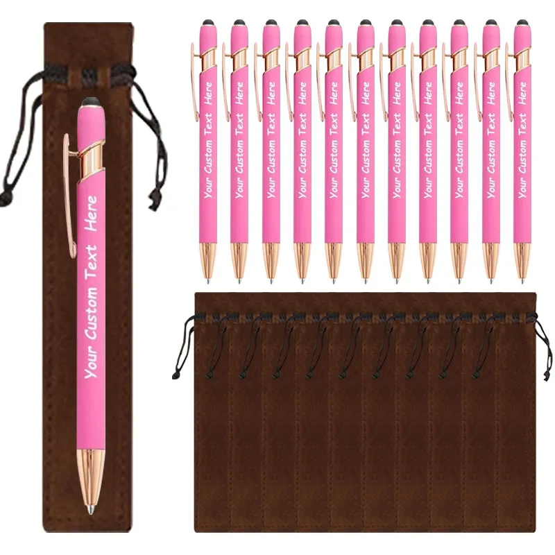 25 Sets Anpassbare Kugelschreiber Luxuriöse Soft-Touch Schreibgeräte mit Braunen Etuis - Enthält 25 Stifte und 25 Braune Taschen – Detail 5