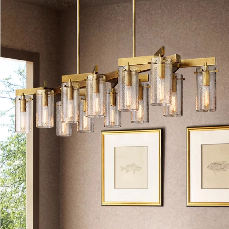 Modern Glass Chandeliers LED  Linear Chandelier Decoration Dining Room Living Room Bedroom Hanging Lamps Lustre