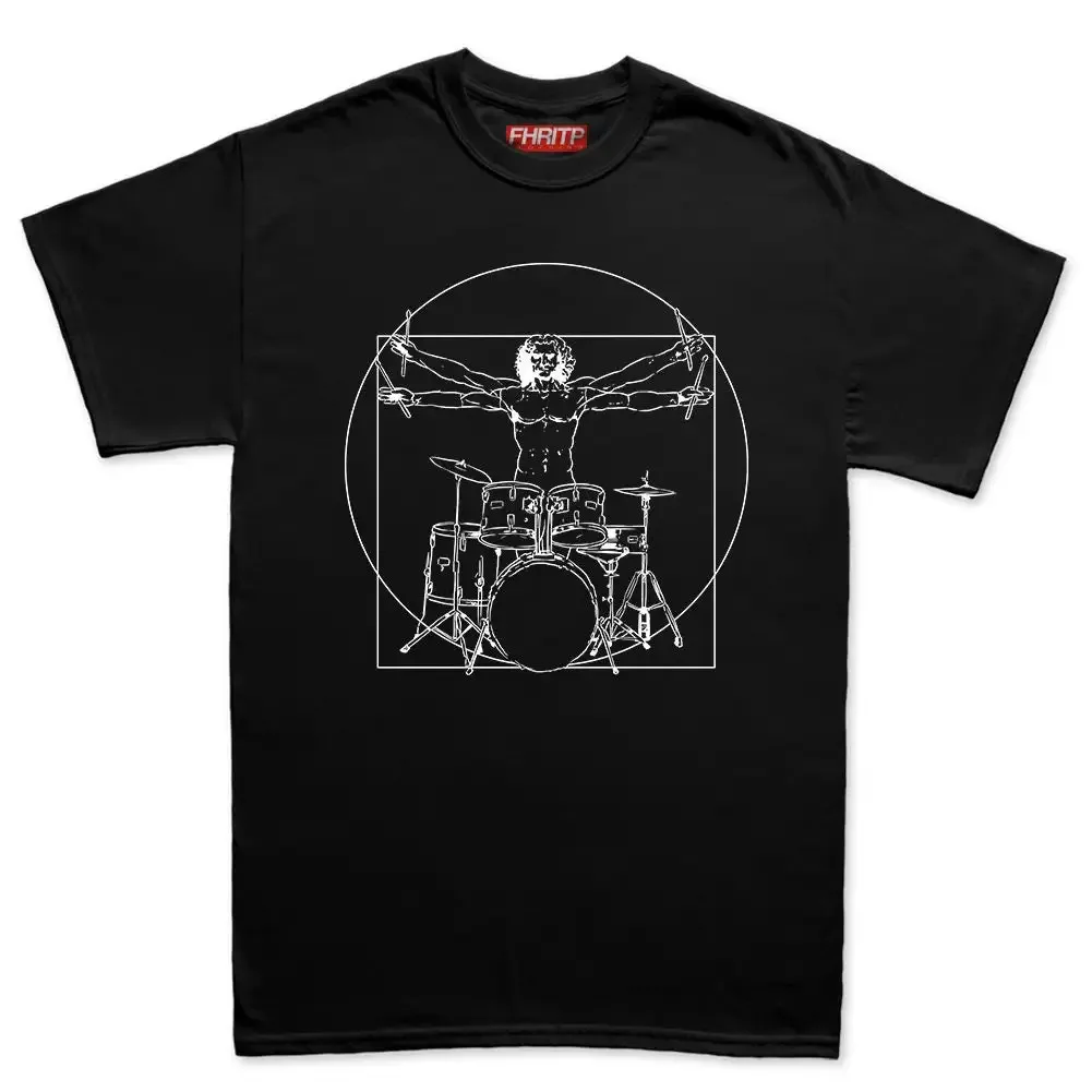 Mens Vitruvian Drummer Da Vinci Drums Spoof T Shirt Top