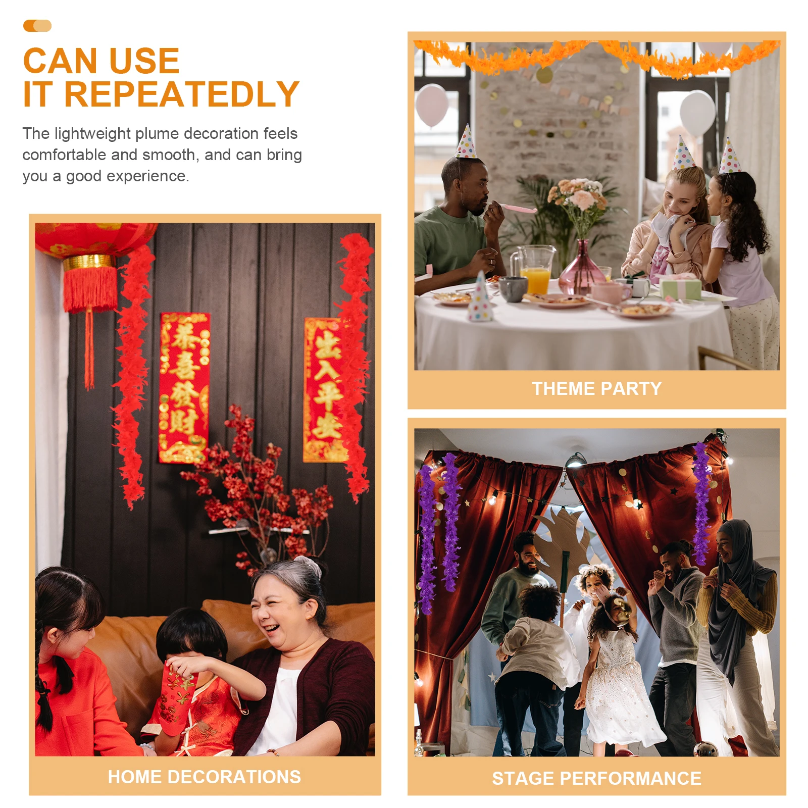 

6pcs Creative Plume Strips Wedding Stage Bouquet Decor Costume Accessories Lightweight Durable Party Supplies Themed Event