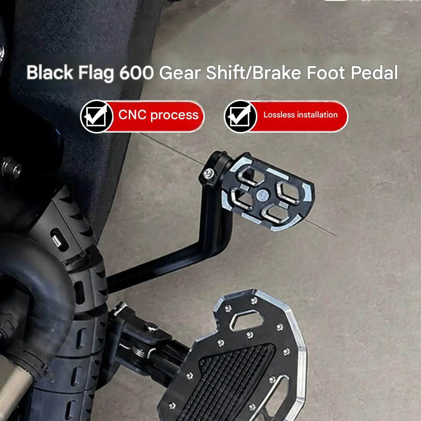 Kit de modification non destructif en aluminium CNC pour Benda DARK FLAG 600 : pédale de frein arrière antidérapante large et levier de vitesses étendu