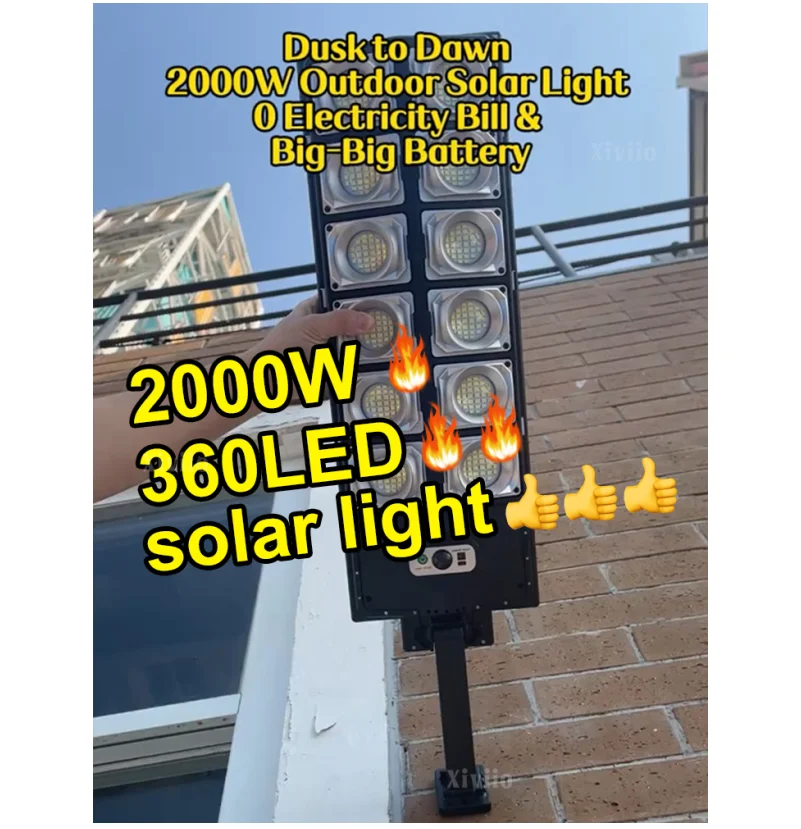 

2000W 360LED Large Outdoor Solar Lamps Street Lights with Motion Sensing Remote Control Outdoor Solar Spotlights for Garden Yard
