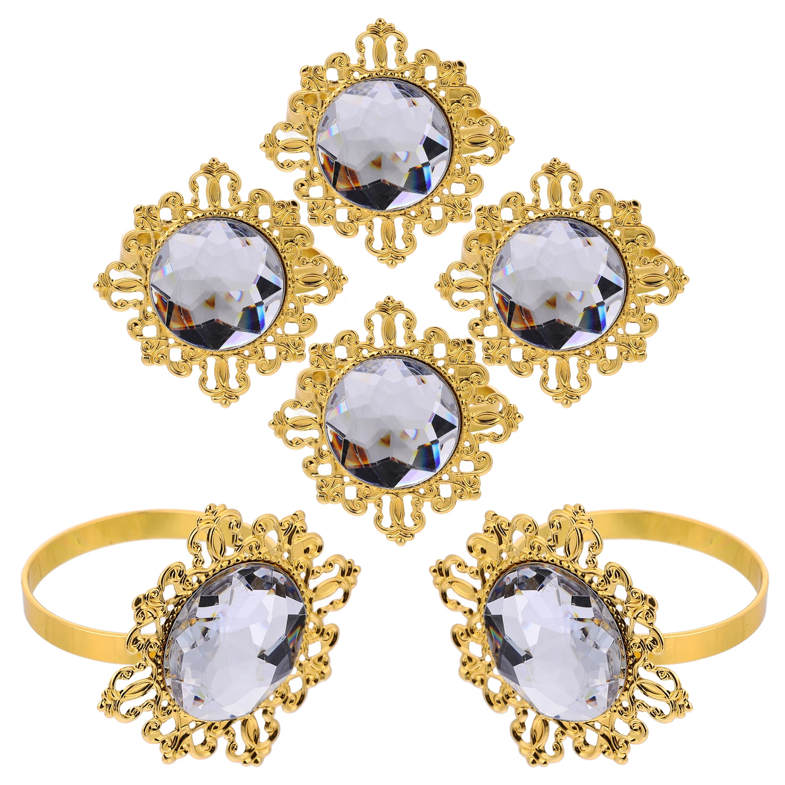 

6pcs Crystal Rhinestone Napkin Rings Wedding Zinc Alloy Serviette Buckles Table Cloth Accessories