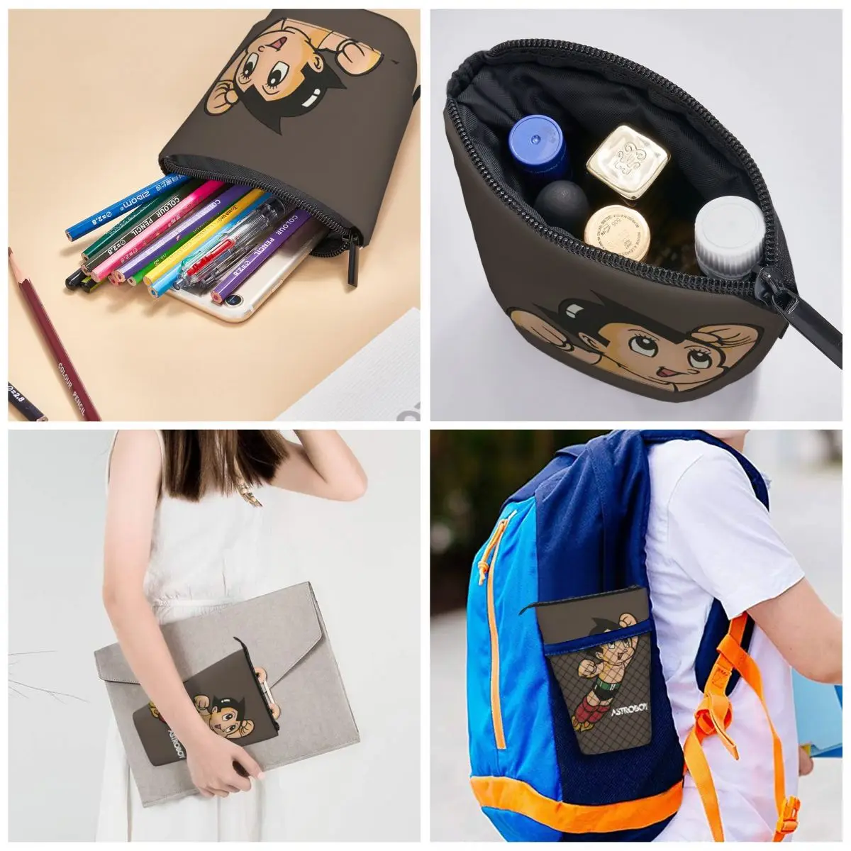 Astroboy Pen Box Student School Zipper Pen Bag Child Stationery Bag Pencase Vertical Retractable Pencil Case