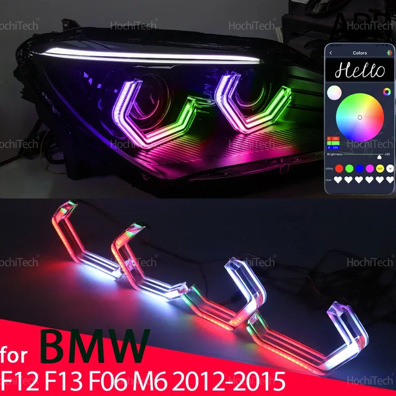 For BMW 6 Series F12 F13 F06 M6 2011-2017 RGB Dynamic Revolving Angel Eyes LED APP control Sequential Flowing Multicolor Rings