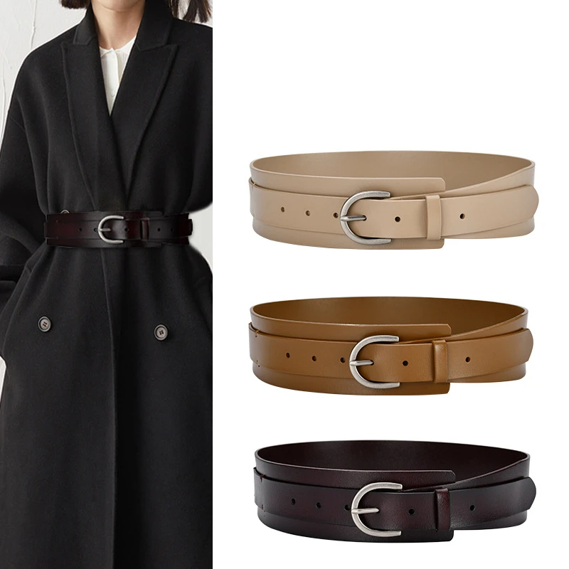 New high quality fashion women's belt decoration coat windbreaker ladies cowhide waist seal