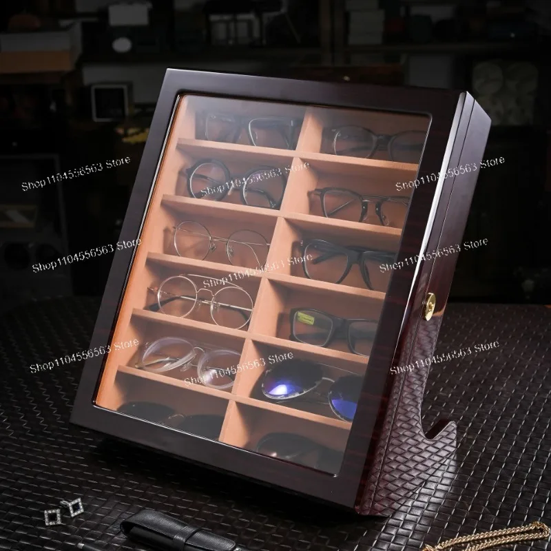 12‑Grid Vertical Eyewear Organizer Lockable Sunglas ses Display Storage Box for Retail Showcase
