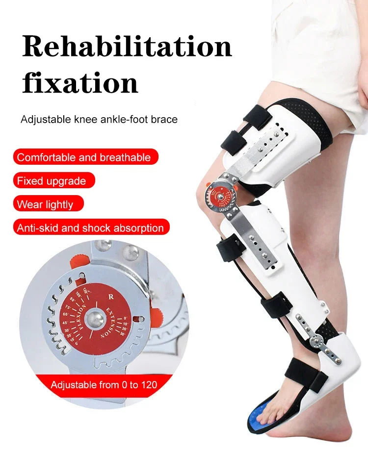 Adjustable Knee Ankle Foot Fixed Support Thigh Calf Ankle Walking Fracture Recovery Leg Support