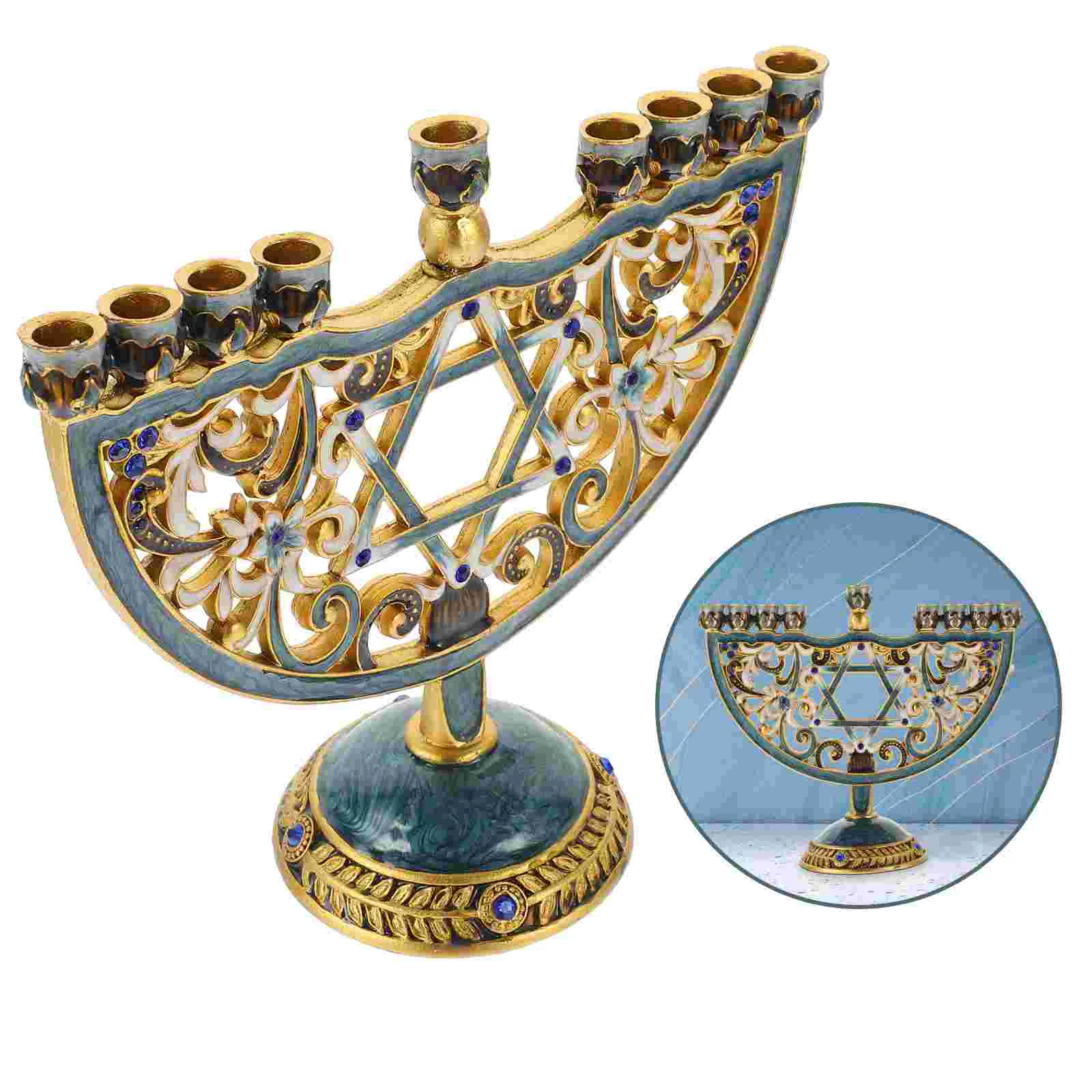 

Votive Candles Solar Menorah Holder Stick for Room Metal Taper Table Centerpiece Candlestick Stand Holders