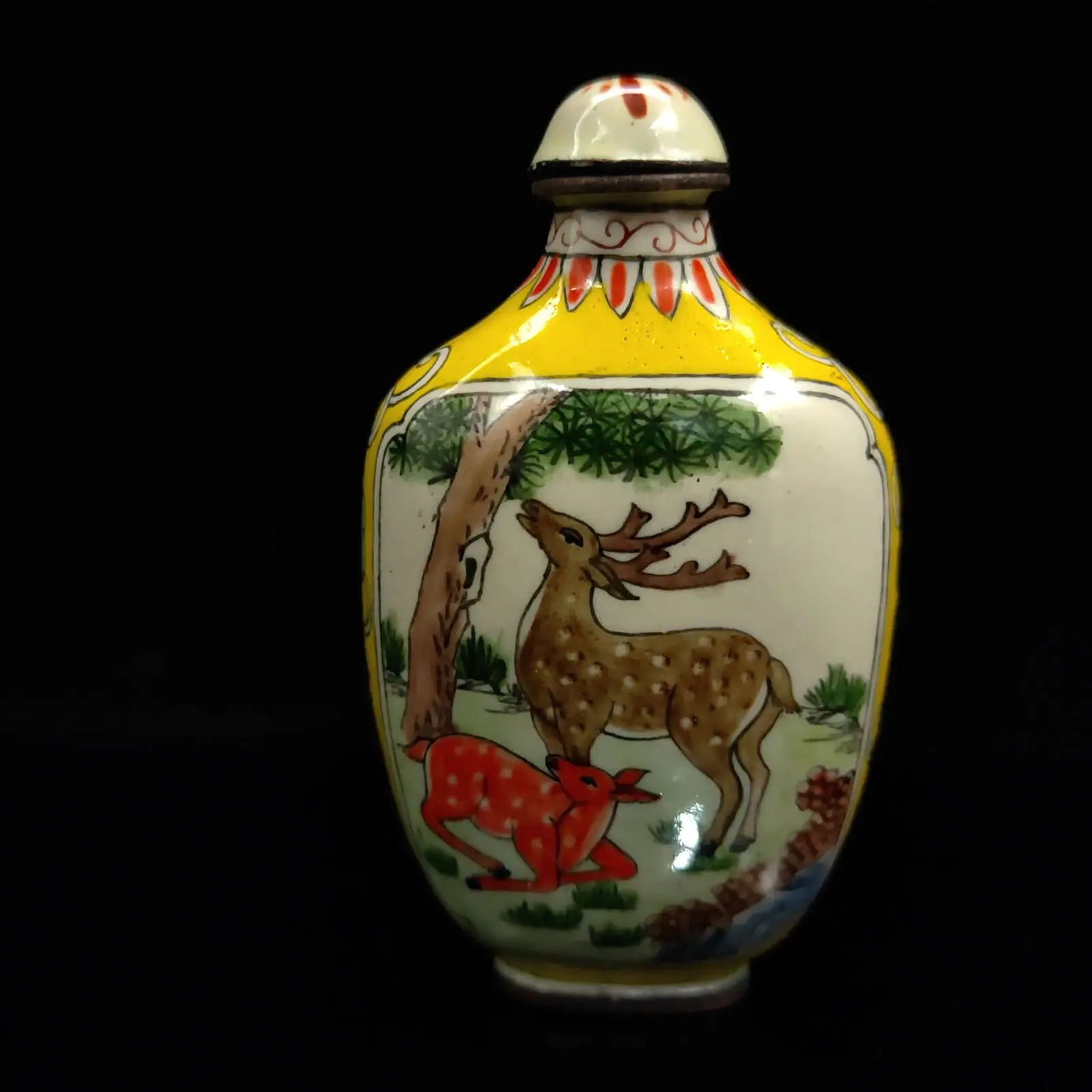 

Chinese Antique collection Cloisonne Sika deer snuff bottle Qian Long W Mark bottle