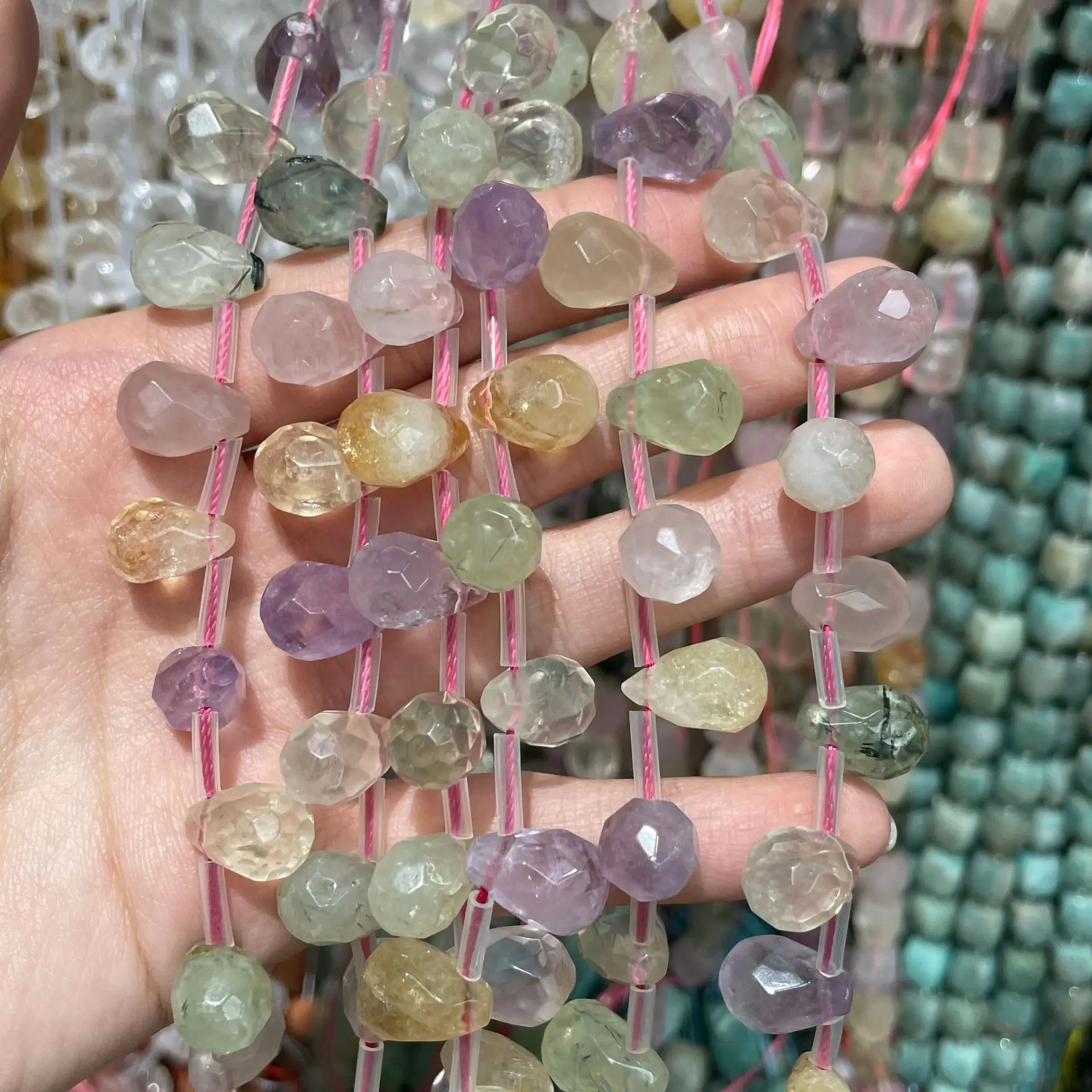 10 x 14Mm Natural Crystal Round Cut Water Drop Side Hole Loose Beads Work in Progress Diy Earrings Hairpin Necklace Pendant With
