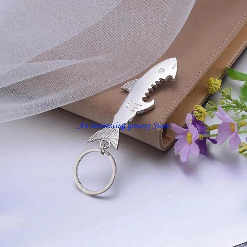 652d فتحة زجاجة ميني ميني مفتاح Pocket Keyring Pocket Shark Shark Beer Bottle