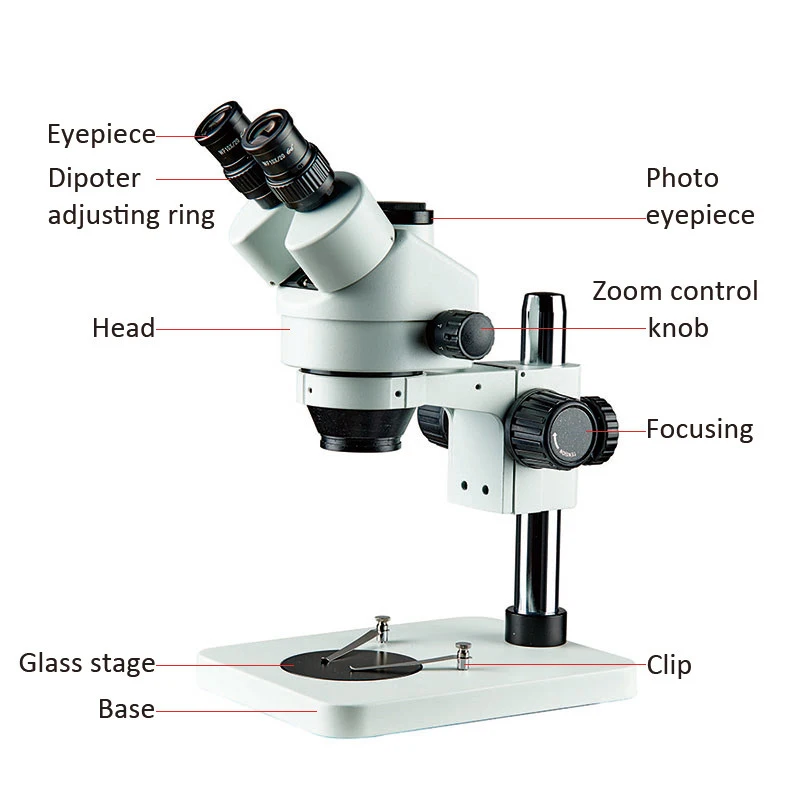 7x 45x Continuous Zoom Magnification for Phone PCB Repairment Microscopio Factory Simul-focal Trinocular Stereo Microscope