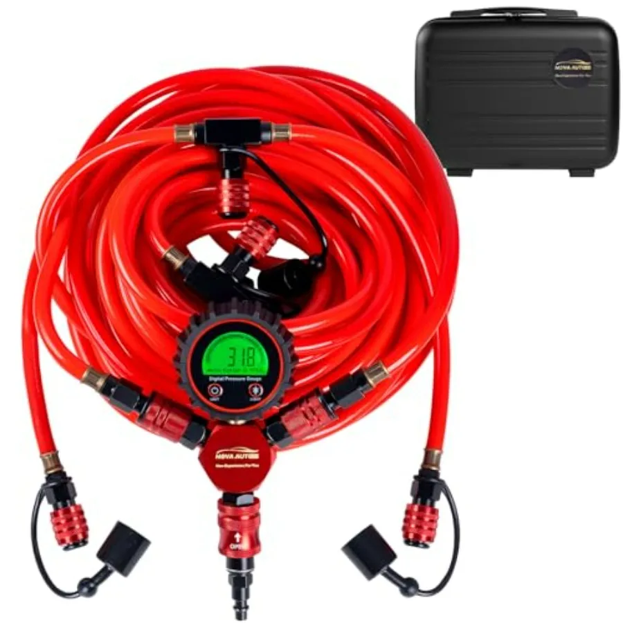 4 Tire Inflation Deflation System for Truck Car Trailers Motorcycles 300psi Digital Tyre Pressure Gauge with Plastic Suitcase F