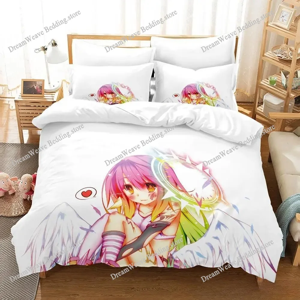 3D Printed Anime No Game No Life Bedding Set Boys Girls Twin Queen Size Duvet Cover Pillowcase Bed Kids Adult Home Textileextile