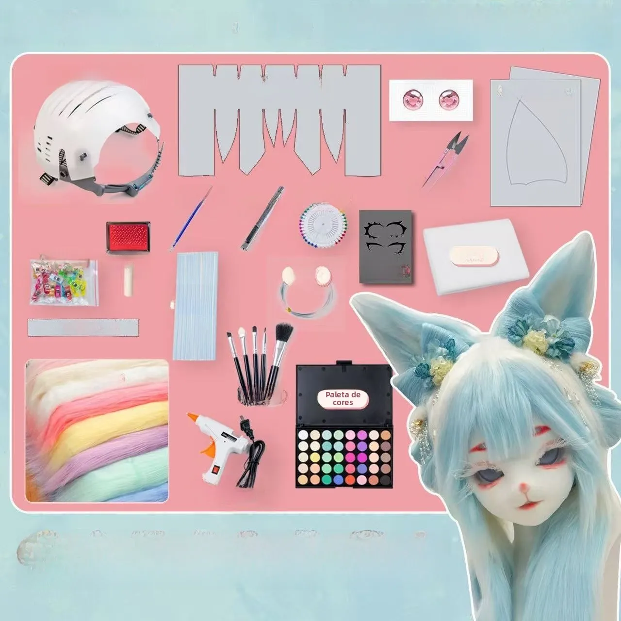 adorable-full-set-diy-animal-head-material-kig-series-costume-hair-diy-children's-military-camouflage-orm-head-bone-cover