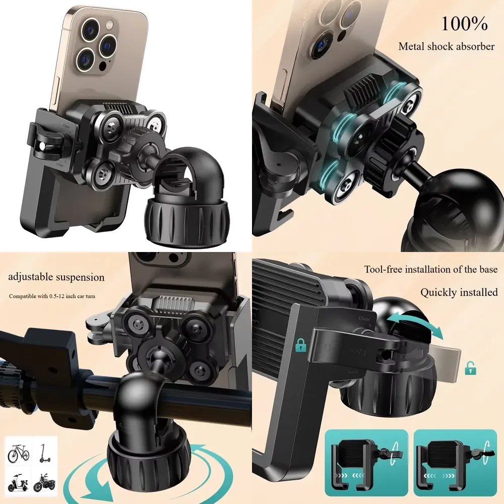 

Anti-Vibration Multifunctional Bracket Universal Handlebar Mount Motorbike Cycle Bike Mobile Phone Holders for Bikes