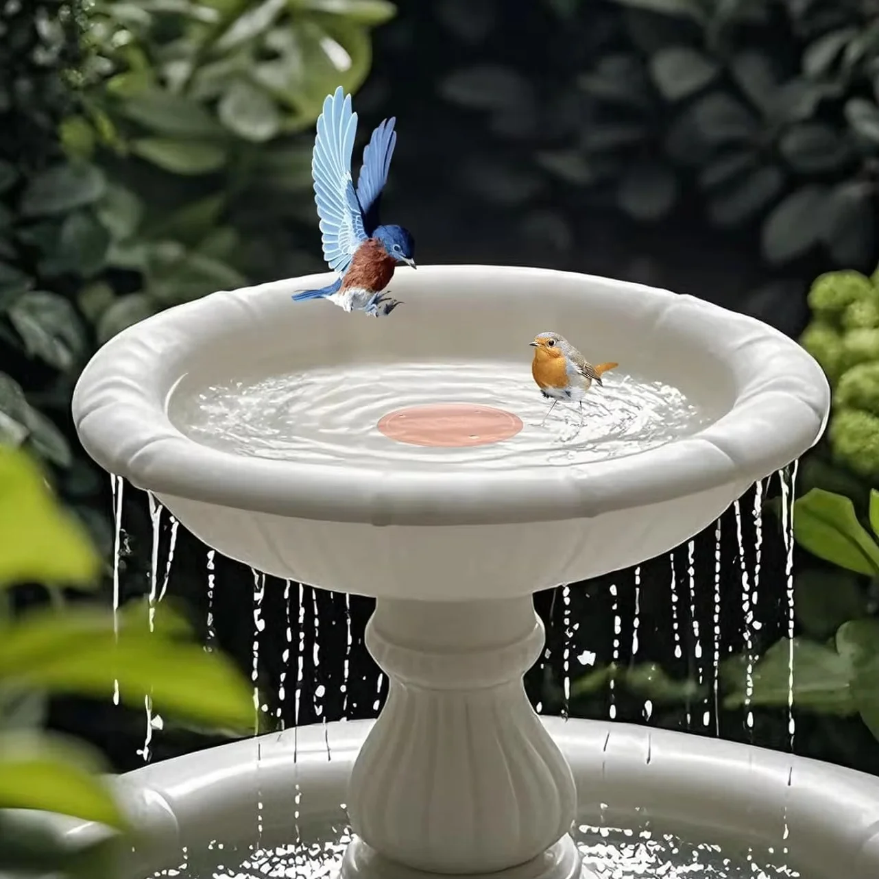2Pack Bird Bath Purification Disk, 99.99% Copper Disc Cleaner Safe for Outdoor Bird Bath, Solar Fountains and Concrete Bowl