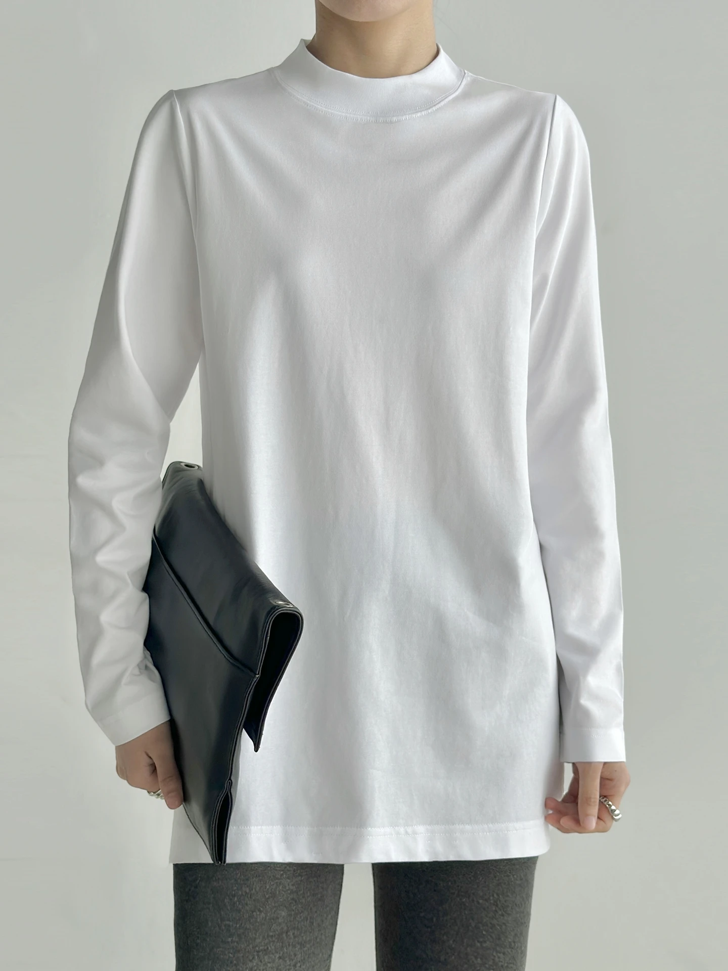 

Women's Cotton Long Sleeve Mid-Length T-Shirt Spring Autumn Loose Slimming Base Shirt Commute Versatile Top Casual Style