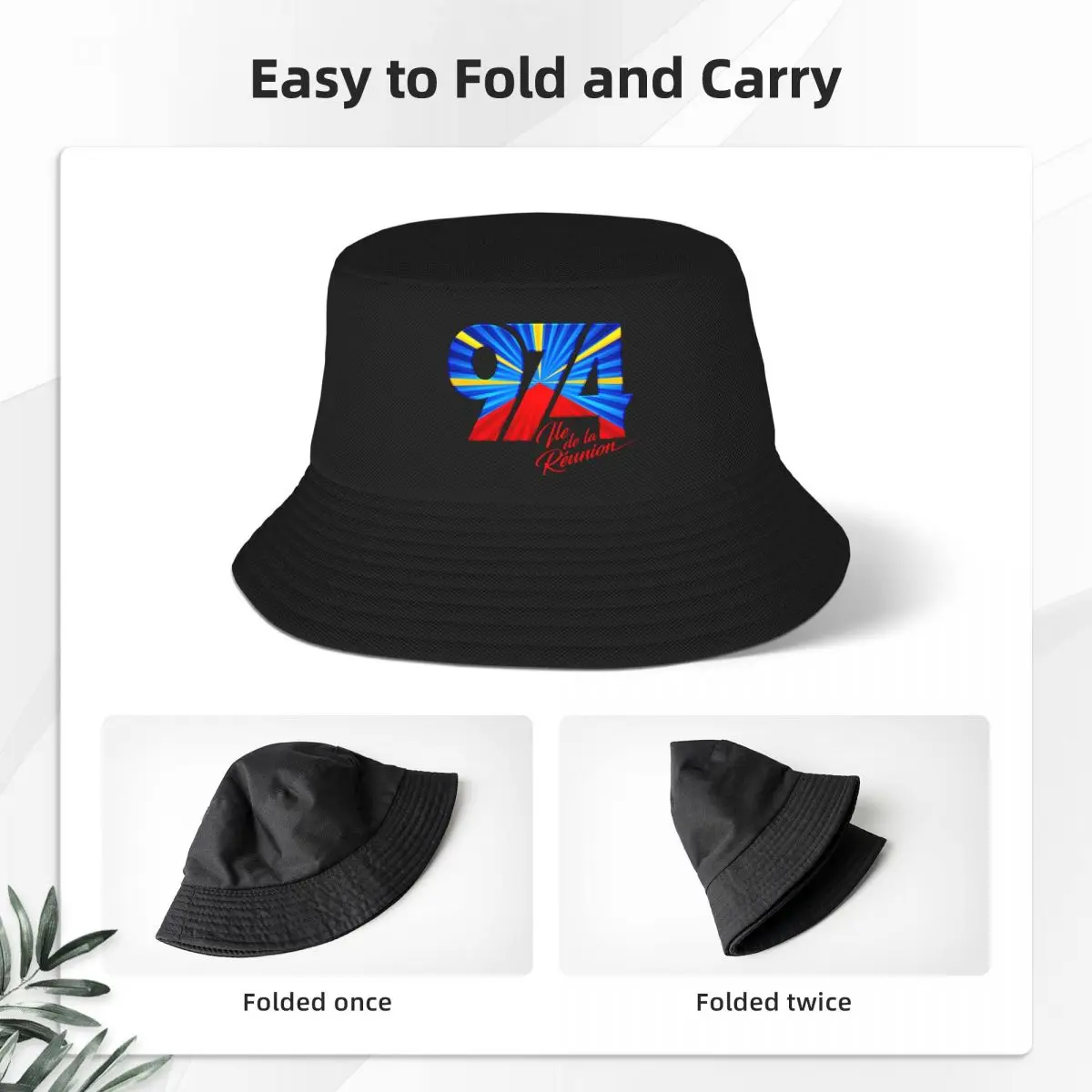 Custom 974 Reunion Island Logo Bucket Hat Men Women Fashion Summer Outdoor Sun Reunionese Proud Fisherman Cap