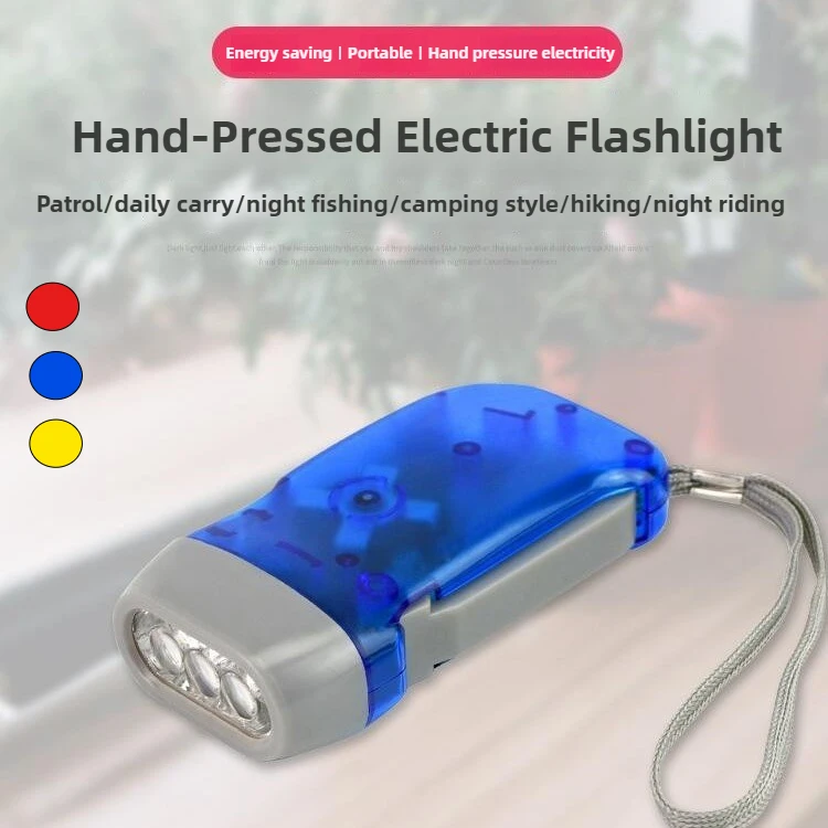 3 LED Hand Pressing Dynamo Crank Power Wind Up Flashlight Torch Light Hand Press Crank Camping Lamp Light for Outdoor Home