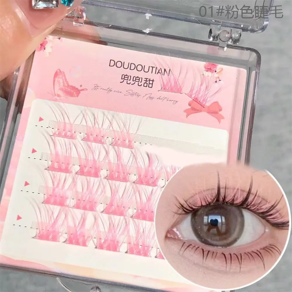 Słodkie fantazyjne różowe i niebieskie sztuczne rzęsy Naturalne grube pojedyncze klastry rzęs Hot Girl Style Cos Narzędzia do makijażu rzęs