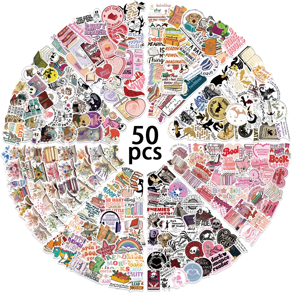 50 шт. Smutty Dark Romance Bookish Spice Reader для девочек, мультяшная наклейка-кникток, эстетический автомобиль, Kindle, Ipad, телефон, ноутбук, дневник, наклейка