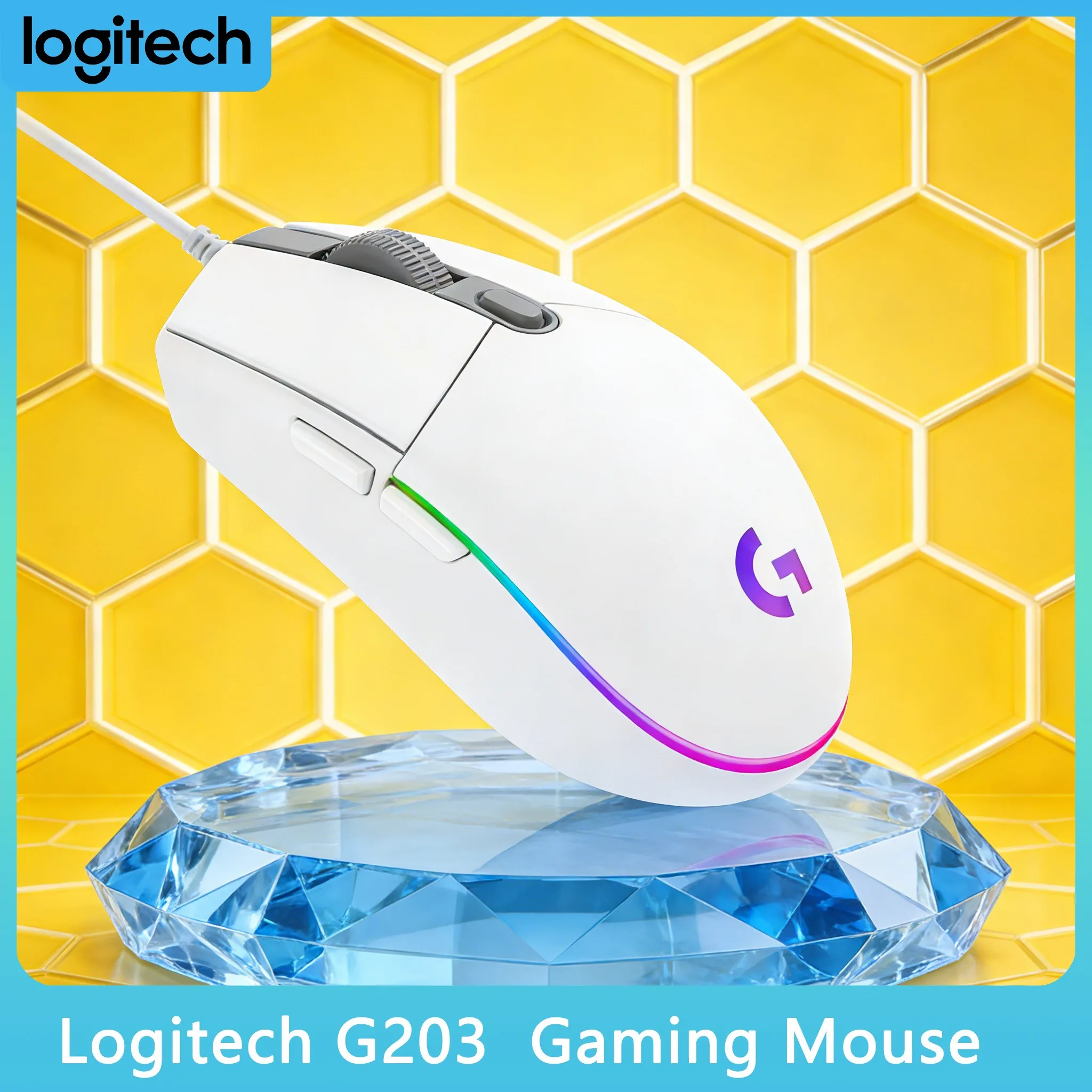 

Logitech G203 Mouse Metal Spring Buttons Crisp Click Feel