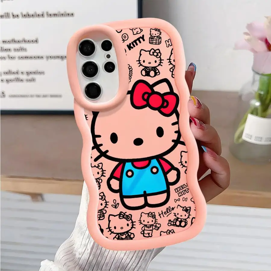 حافظة لهاتف سامسونج جالاكسي S20 FE S25 + S24 + S22 Ultra S21 S25 S23 Plus S24 غطاء هاتف ناعم لطيف القط مرحبا كيتي #2