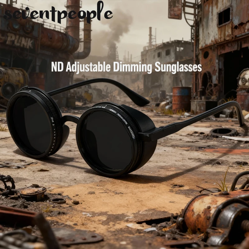 

Vintage Polarized Adjustable Dimming Round Sunglasses Men 2025 Luxury Brand Steampunk Sun Glasse Outdoor Fishing Shades UV400