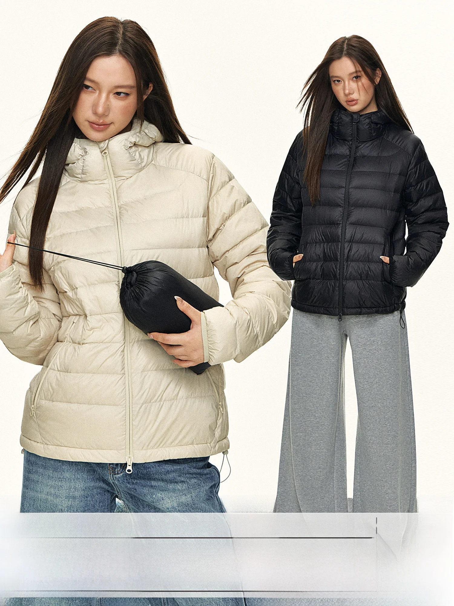 

Женская легкая теплая зимняя куртка-пуховик Bla 2025 с капюшоном, новая модель, белая, из перьев, ветрозащитная, для повседневной носки, в корейском стиле, 0PASSION