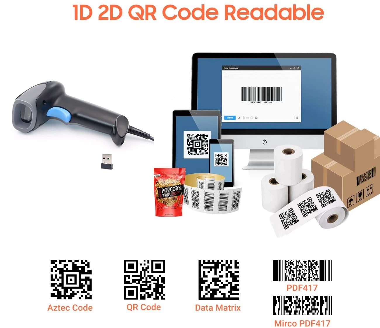 Scanner de código QR de código de barras Yokoscan M930Z 2D com suporte