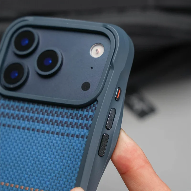 Oryginalne geometryczne etui z tkaniny technicznej z magnetycznym mocowaniem do iPhone 18 17 16 Pro 17Pro Max, kompatybilne z Magsafe, matowe, odporne na wstrząsy, twarde etui ochronne. — zdjęcie produktu 5