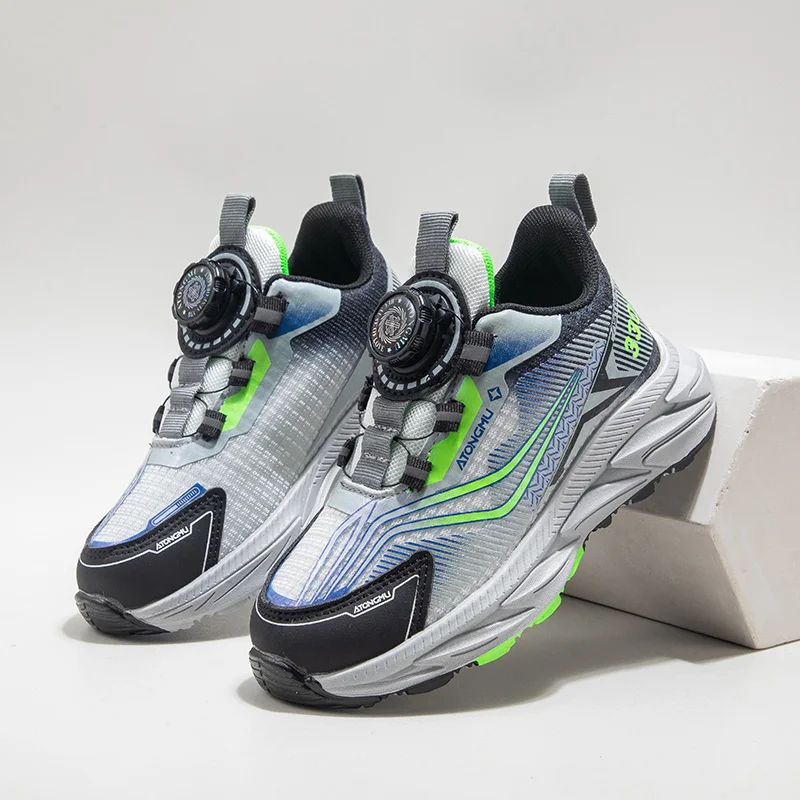 

Rotating Button Children Sneakers Breathable Mesh Running Shoes Kids Platform Sports Shoes Lightweight Anti-Slip Boys Trainers