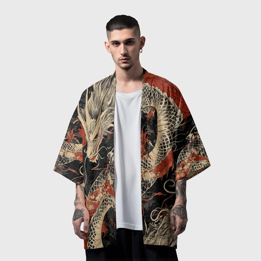 Kimono samurái de verano para hombre, ropa de calle Haori, Cosplay, ropa japonesa, cárdigan Yukata de moda Vintage, bata Popular