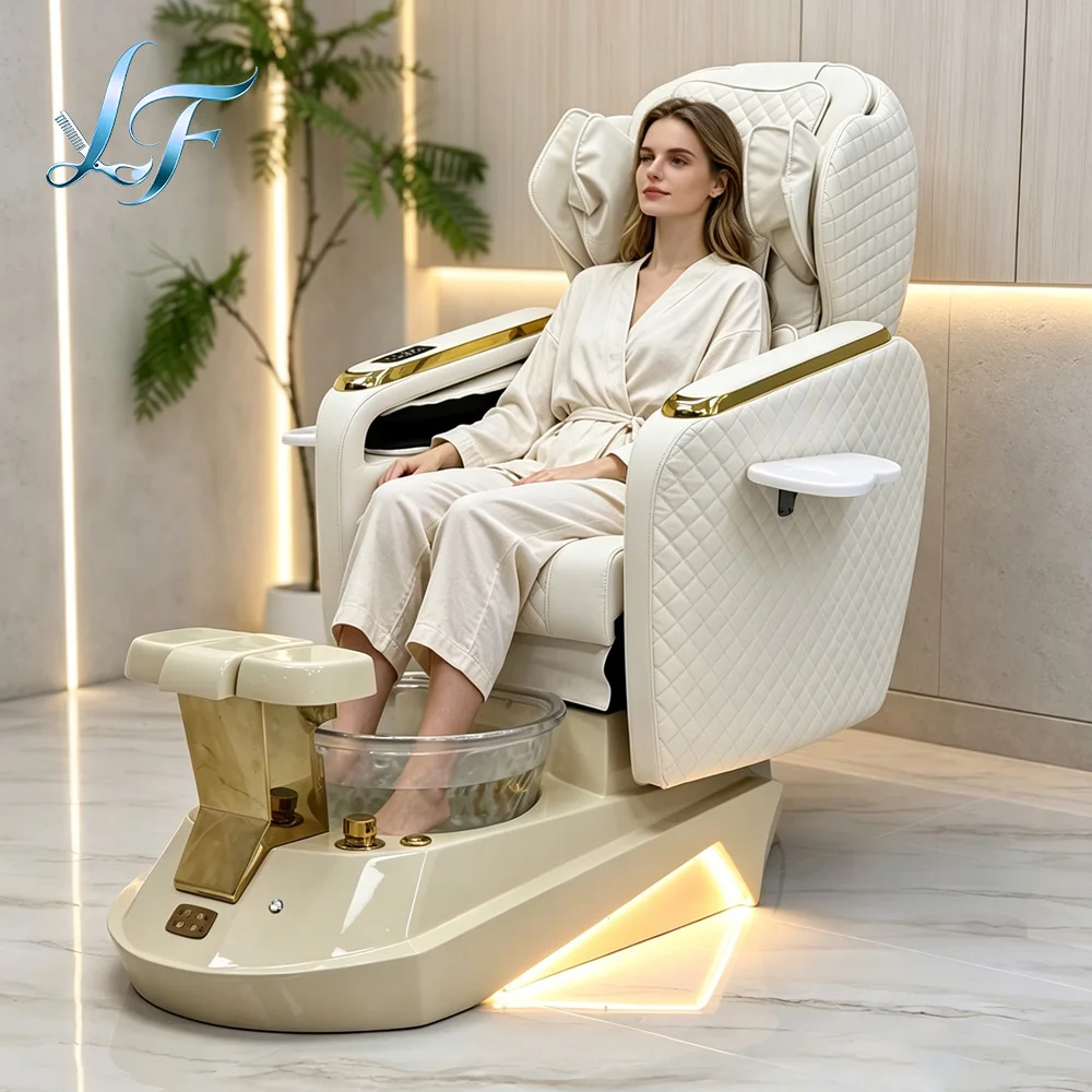 Salon Luxury High Back Electric Pedicure Massage Chair Spa LED Light PU Leather Custom