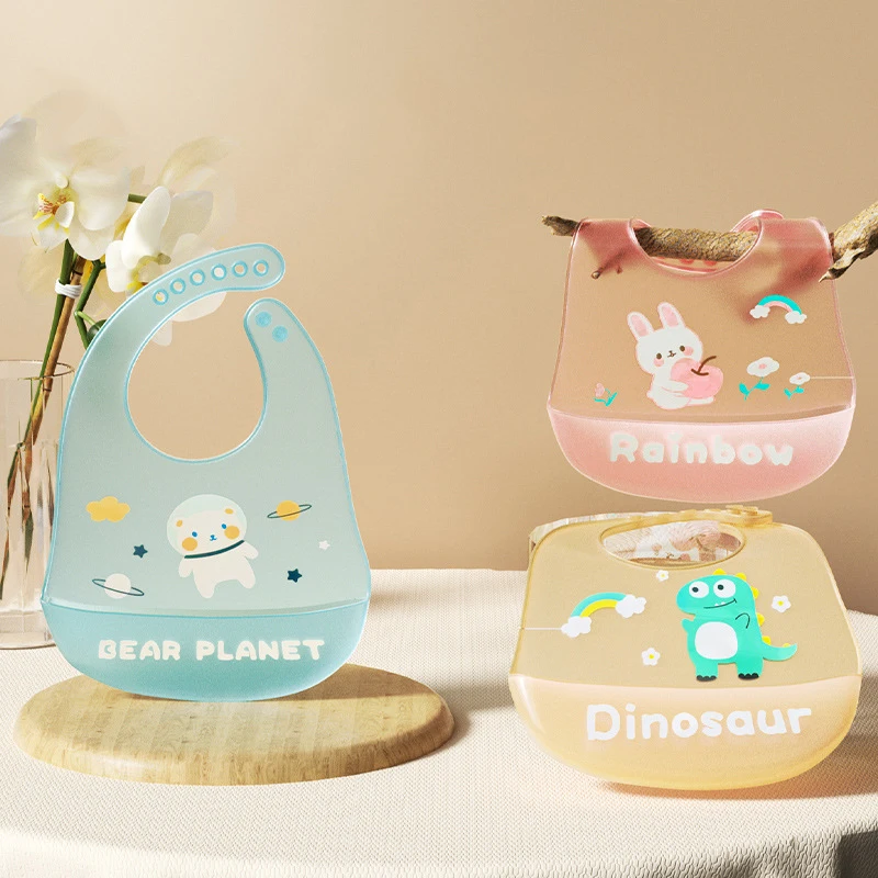 

Водонепроницаемый Мягкий силиконовый регулируемый нагрудник для мальчиков и девочек с рисунком животных