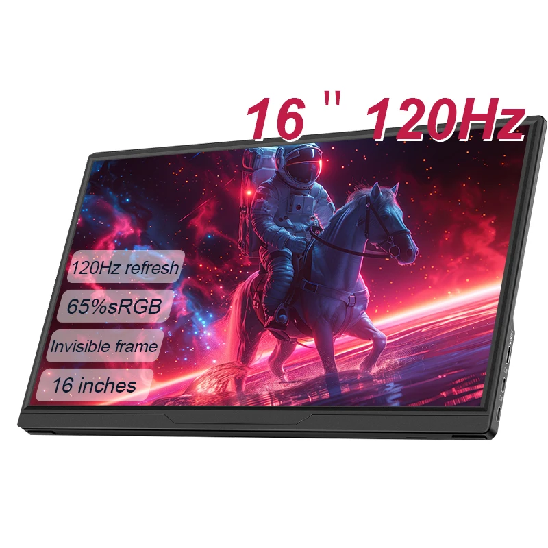 Monitor Portátil LANLIPU de 16 Pulgadas, 120Hz, 100% sRGB, 1920*1200 IPS VESA, para Xbox/PS4/5/Switch/Teléfonos Celulares/PC/MAC, Pantalla de Extensión