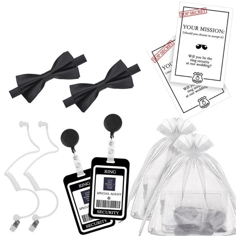 

Y5GC Secret Agent Outfit Accessories With Black Eyeglasses Earpiece And Neck Tie