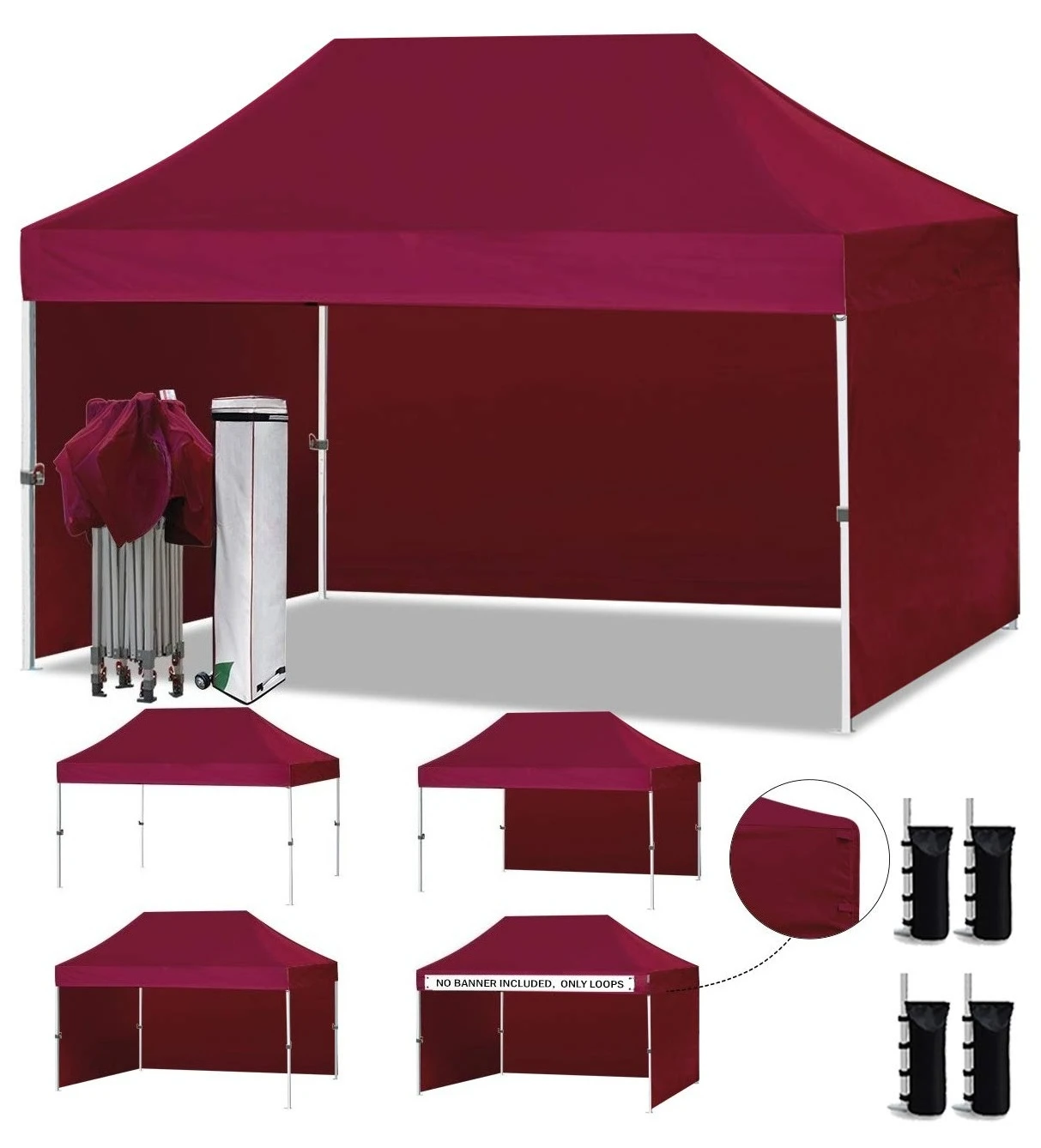 

Тент-шатер 10'x15' (3х4,5 м) для коммерческого использования, быстросборный, с 4 съемными боковыми стенками на молнии и сумкой для переноски, на заказ