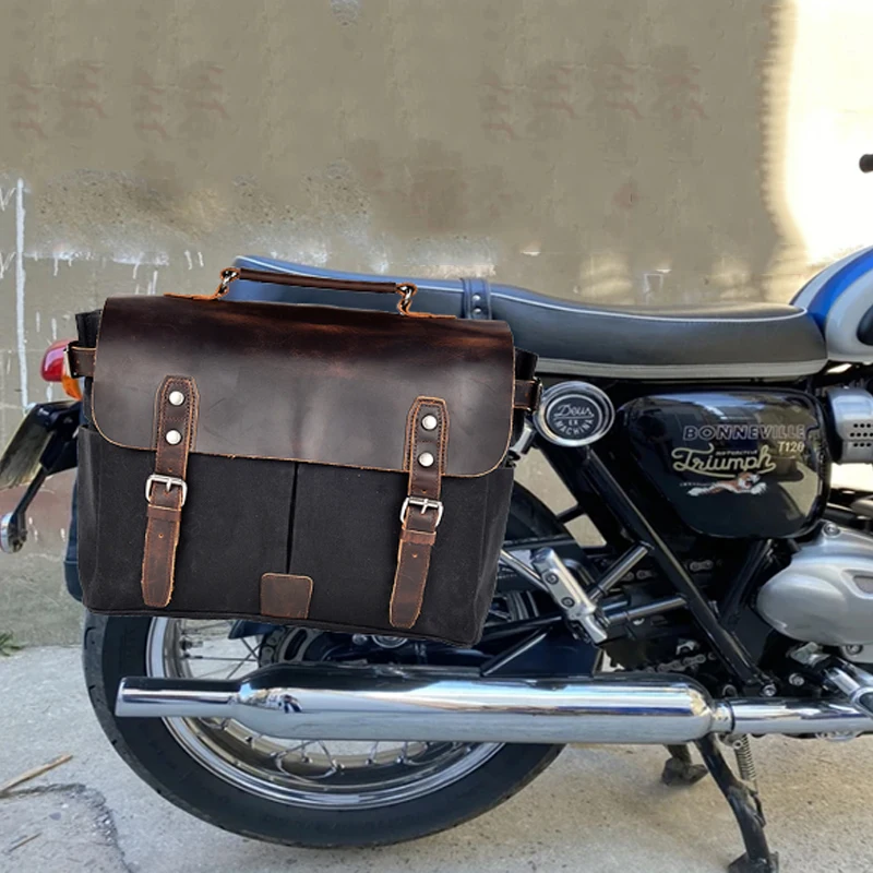 Motorcycle Side Bag Retro Rear Seat Bag Mopeds Waterproof Tail Bag Motorbike Hanging Bag Front Bag Universal Vintage Backpack