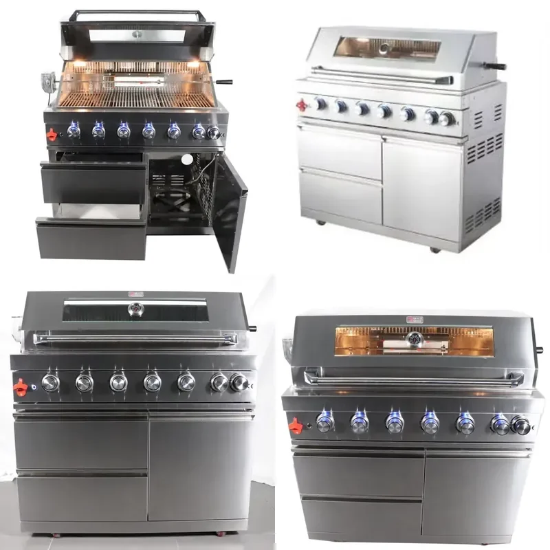 Large Stainless Steel Outdoor Courtyard BBQ Grill Heavy Barbecue Grill Smokeless Grill with Drawer