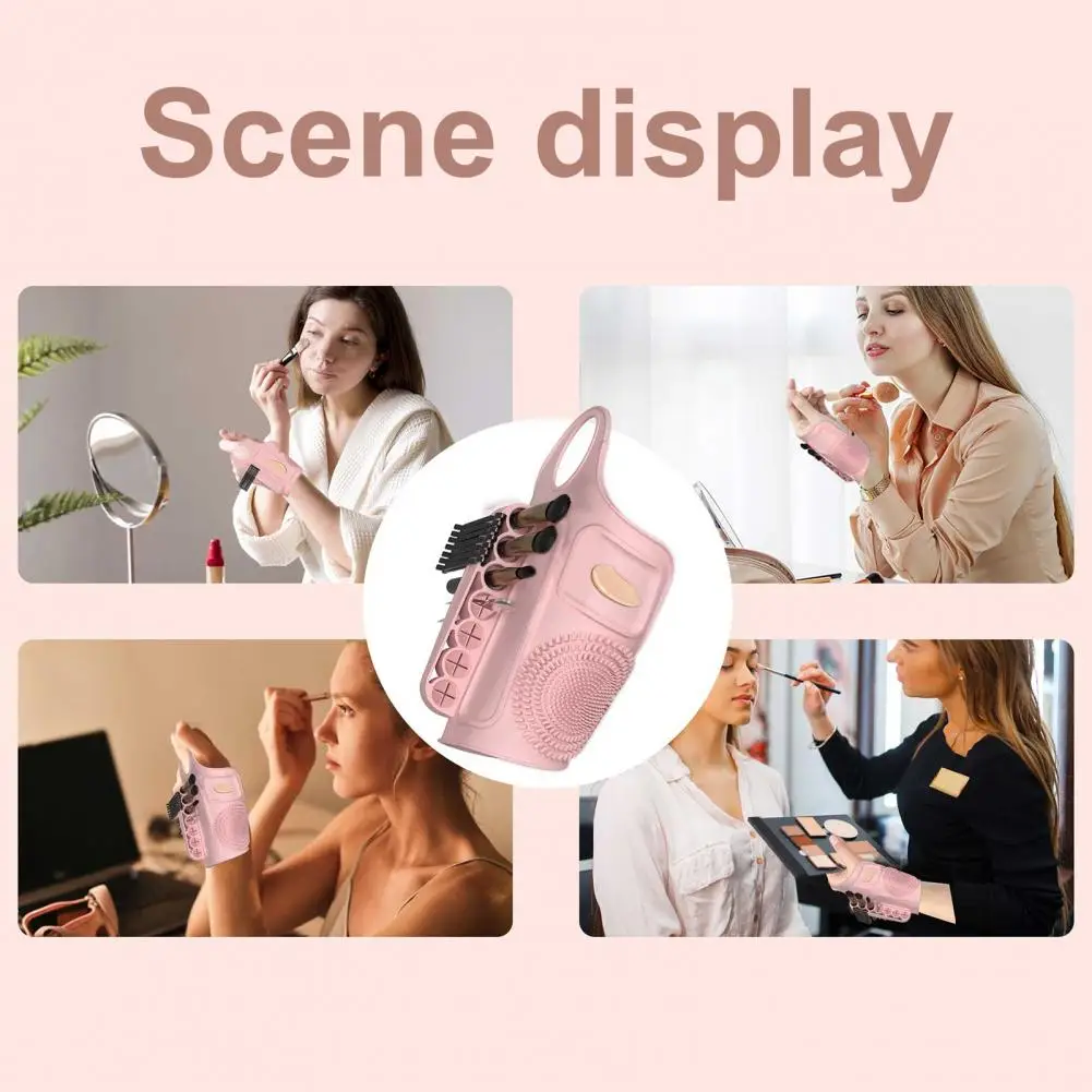 Wearable Makeup Mat Makeup Mat with Foundation Mixing Tray Brush Holder Silicone Cosmetics Organizer with Wearable Finger