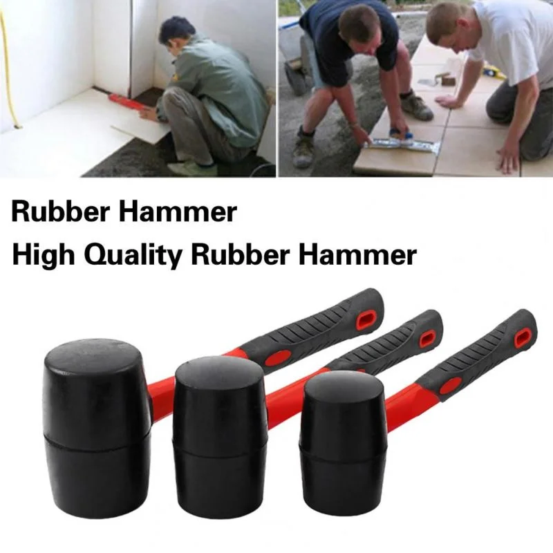 Rubber Mallet Hammer Fiberglass Handle, Rubber Mallet For Flooring, Camping, Tent Stakes, Woodworking, Soft Blow Tasks