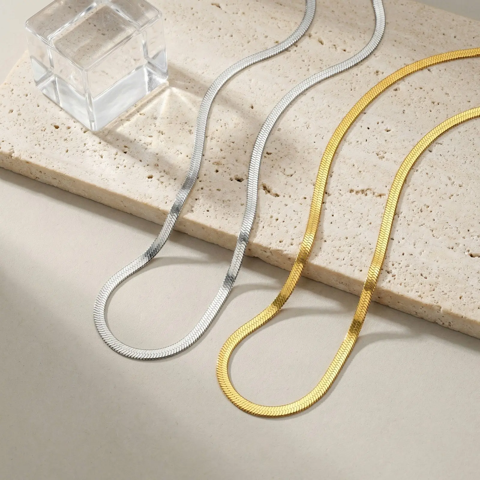 Simple Stainless Steel Flat Snake Chain Necklace for Women Fashion Punk Blade Chain Necklace Jewelry Accessories Party Gift